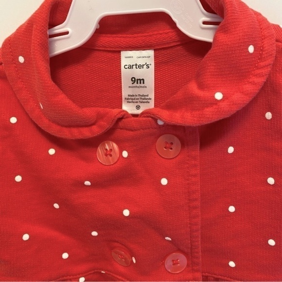 Carter's Baby Girl Infant Coral & White Polka Dot Jacket Size 9 Months - Picture 3 of 4